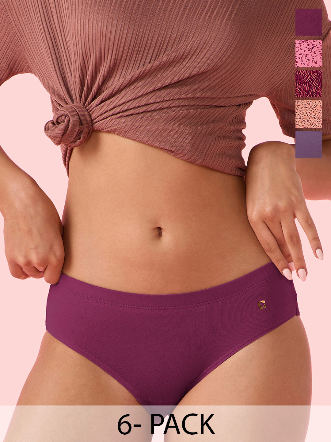 Enamor Pack Of 3 Breathable Antimicrobial Cotton Hipster Briefs CR17 MCR P6-Multicolors