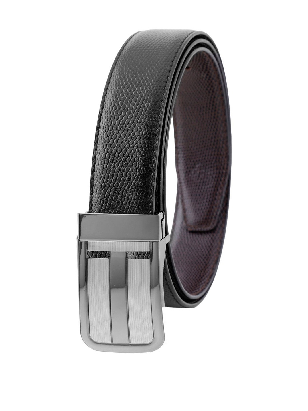 Roadster Men Textured Leather Reversible Belt With Pull and Twist Closure