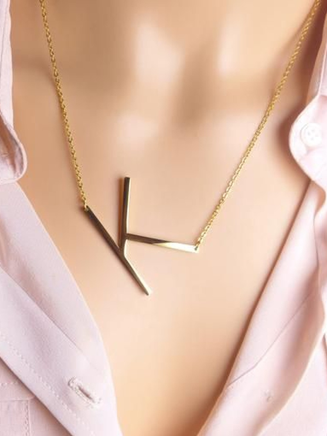 Arzonai Women Letter K Studded Necklace