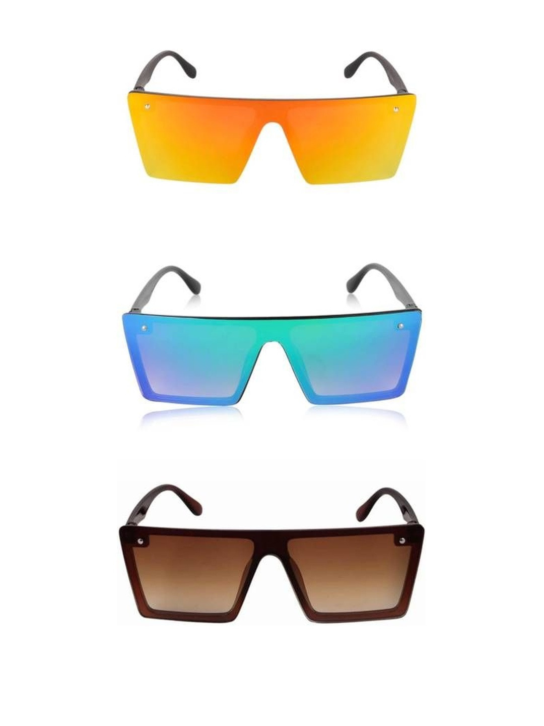 Arzonai Unisex Set Of 3 Multicolor Square Sunglasses with UV Protected Lens