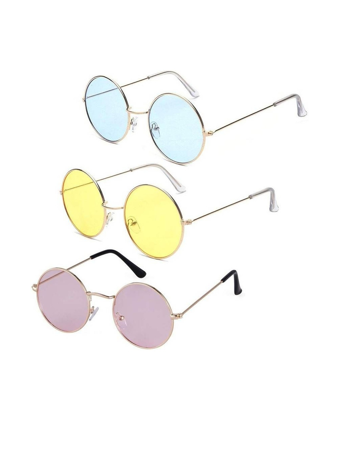 Arzonai Unisex Pack Of 3 Clear Lens & Blue Sunglasses with UV Protected Lens