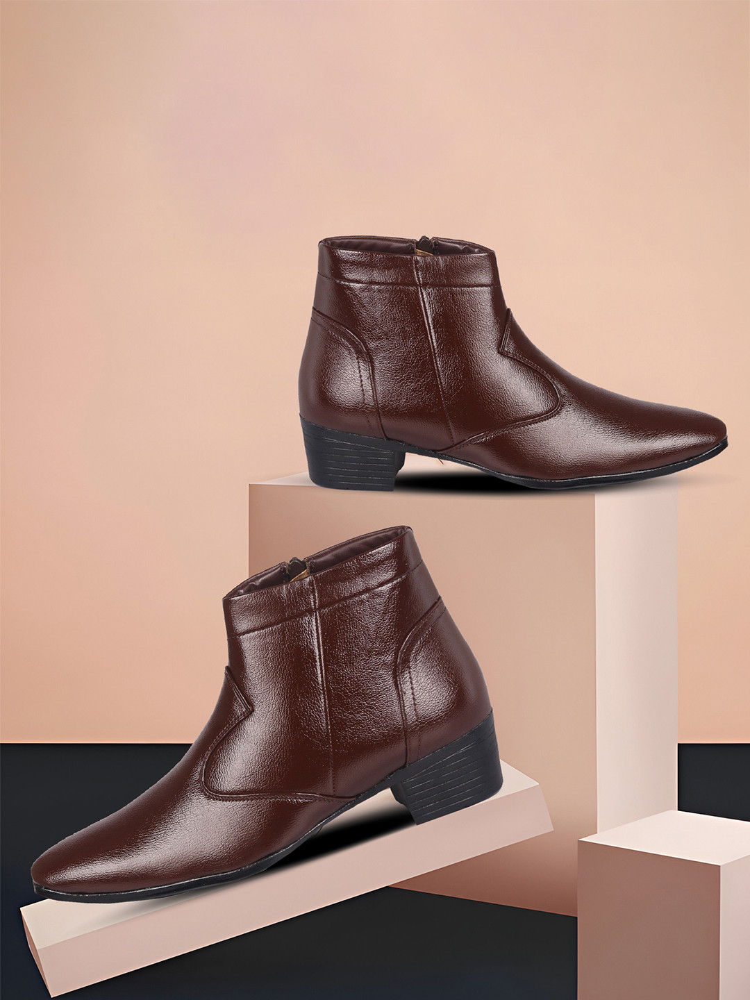 Bxxy Men Textured Height Increasing Regular Formal Boots