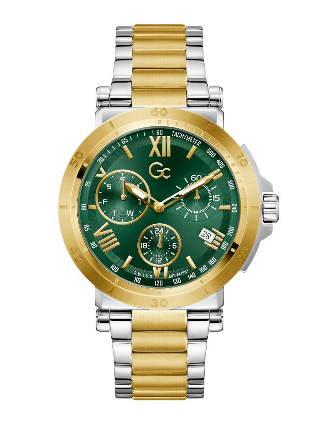 GC Men Brass Dial & Stainless Steel Bracelet Style Straps Analogue Watch Y44011G9M