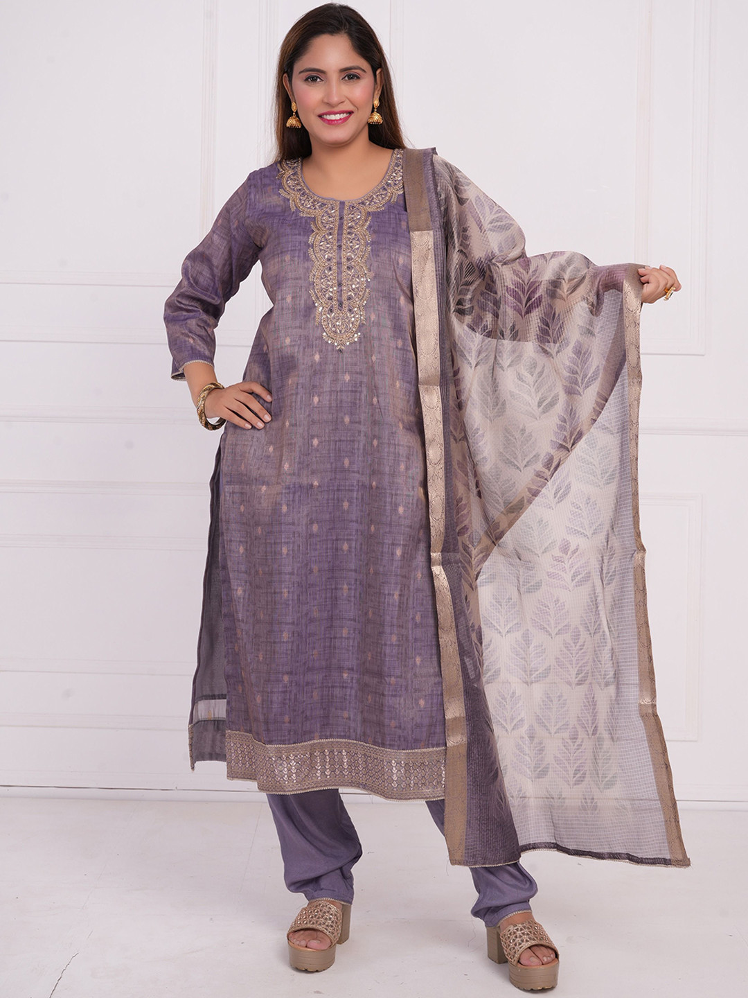 WOMENIC Women Regular Sequinned Kurta With Salwar & Dupatta Kurta Sets