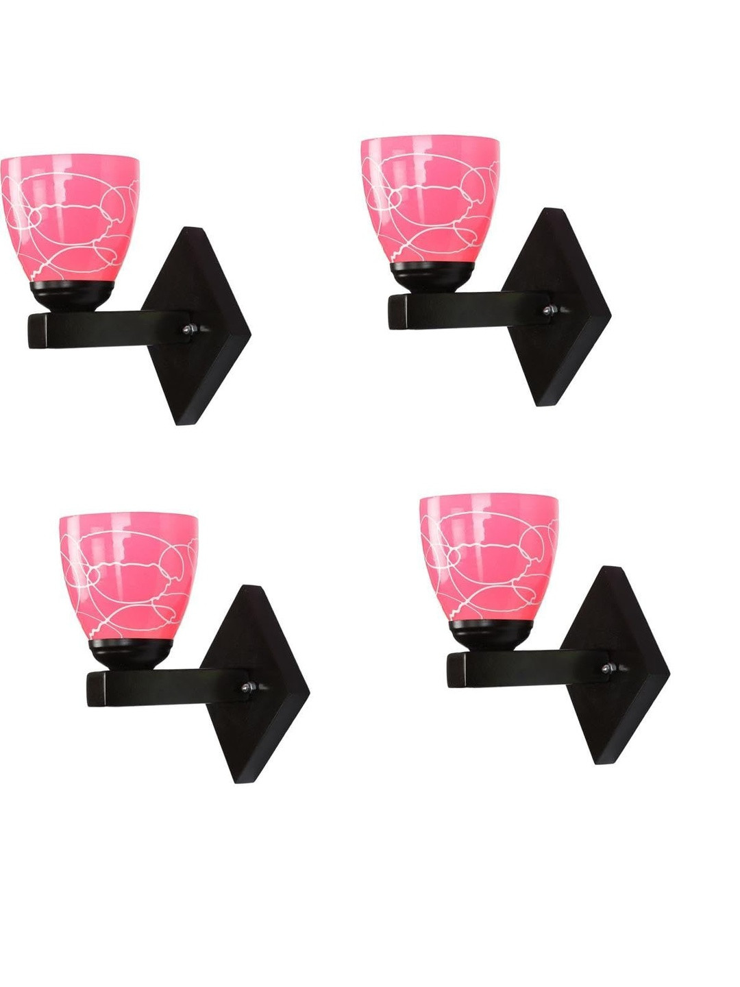 1ST TIME Stylish 4 Pieces Pink & White Solid Glass Traditional Cylinder Shaped Wall Lamps