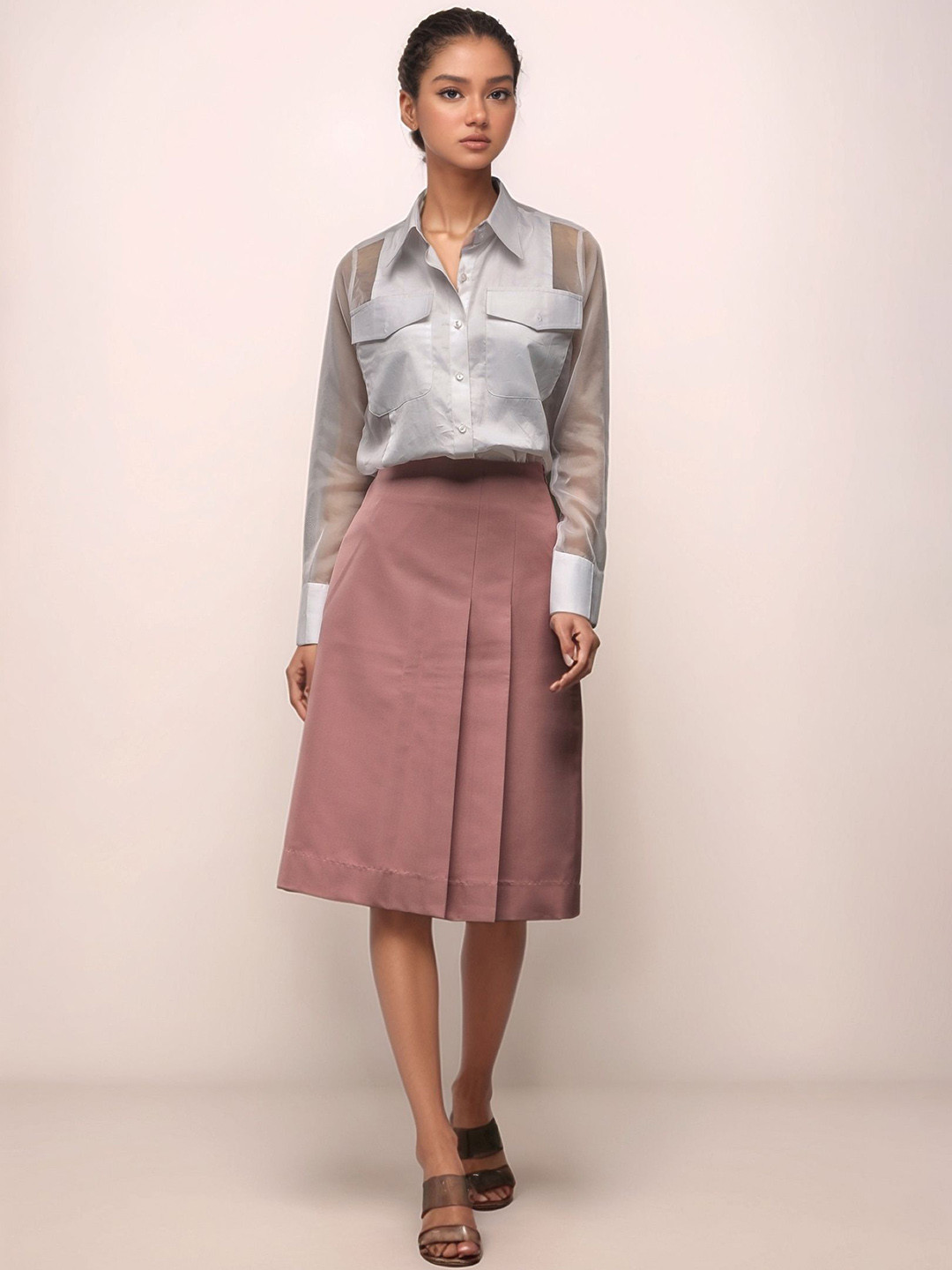 Dheeraj Sharma Women Knee-Length A-Line Side Pleated Skirt