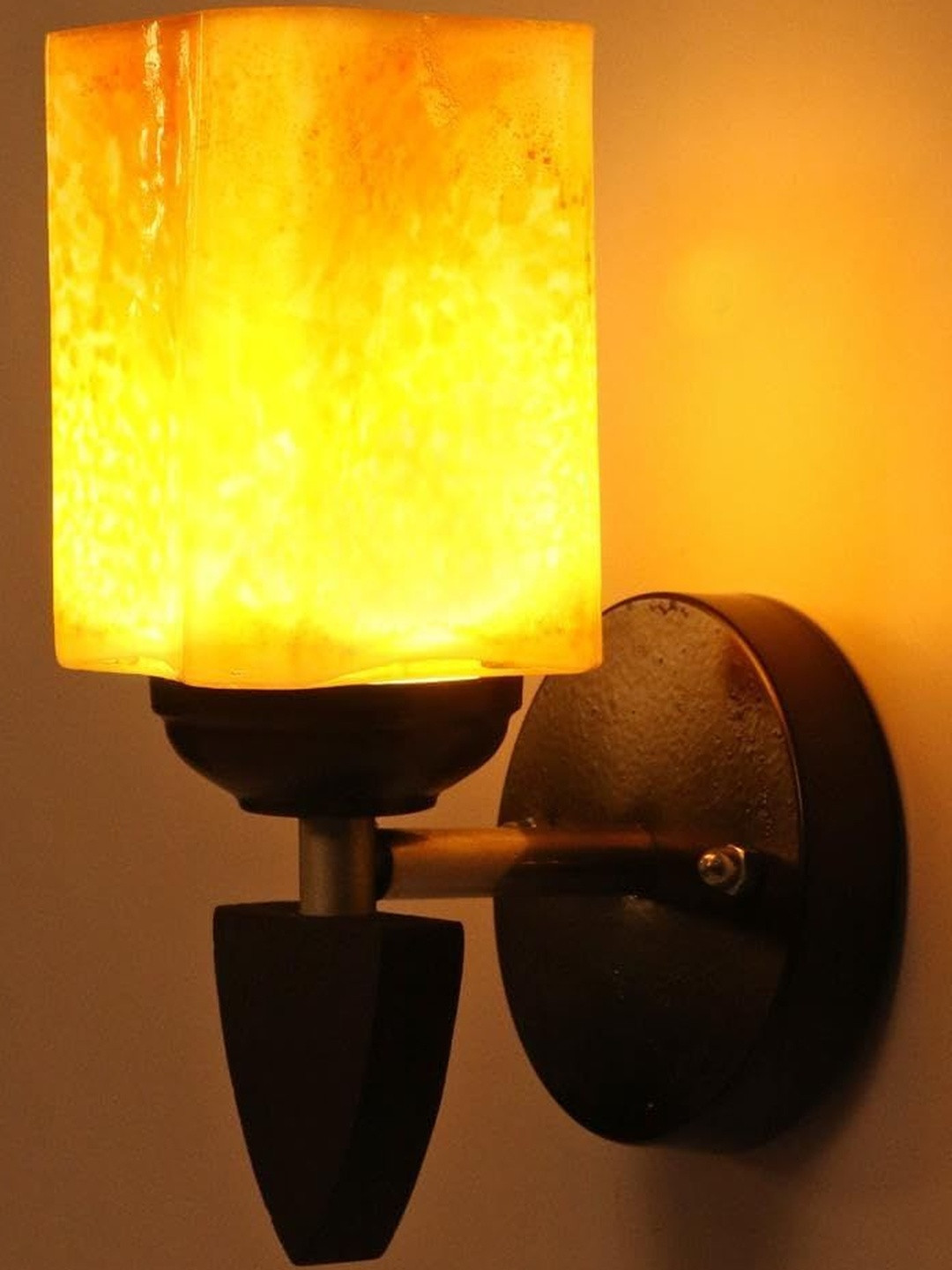 1ST TIME Set Of 4 Orange Glass Textured Cylinder Shaped Decorative Wall Lamp