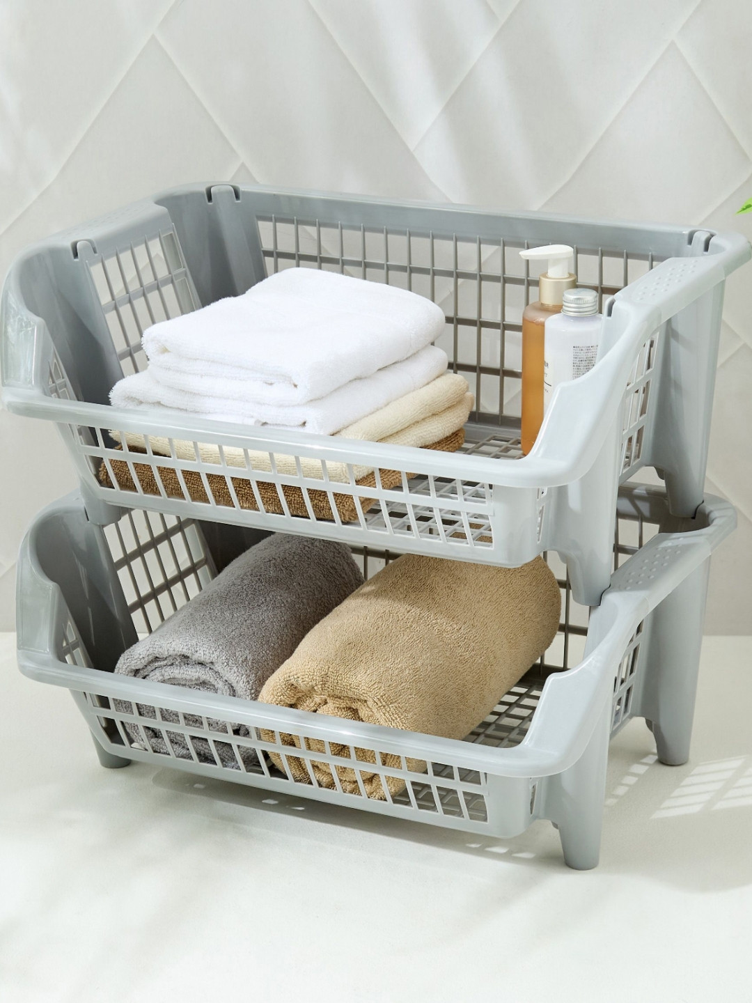 Home Centre Fiesta Fierce Grey 2 Pieces Polypropylene Versatile Baskets
