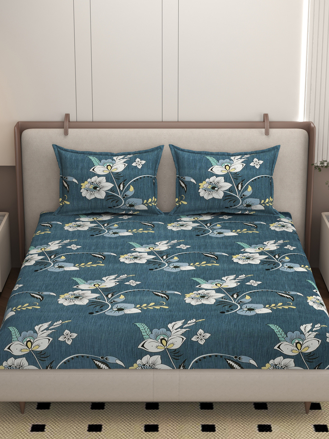 Homio  Aster Grey 250 TC King Bedsheet Set 1.9 m x 1.8 m