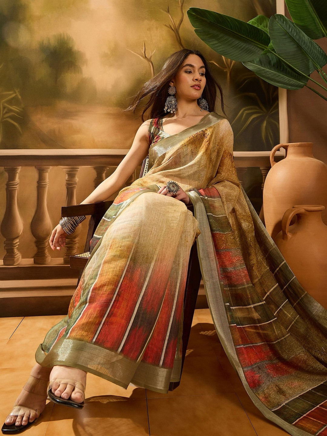 Suha Zari Saree With Artistic Printed Work