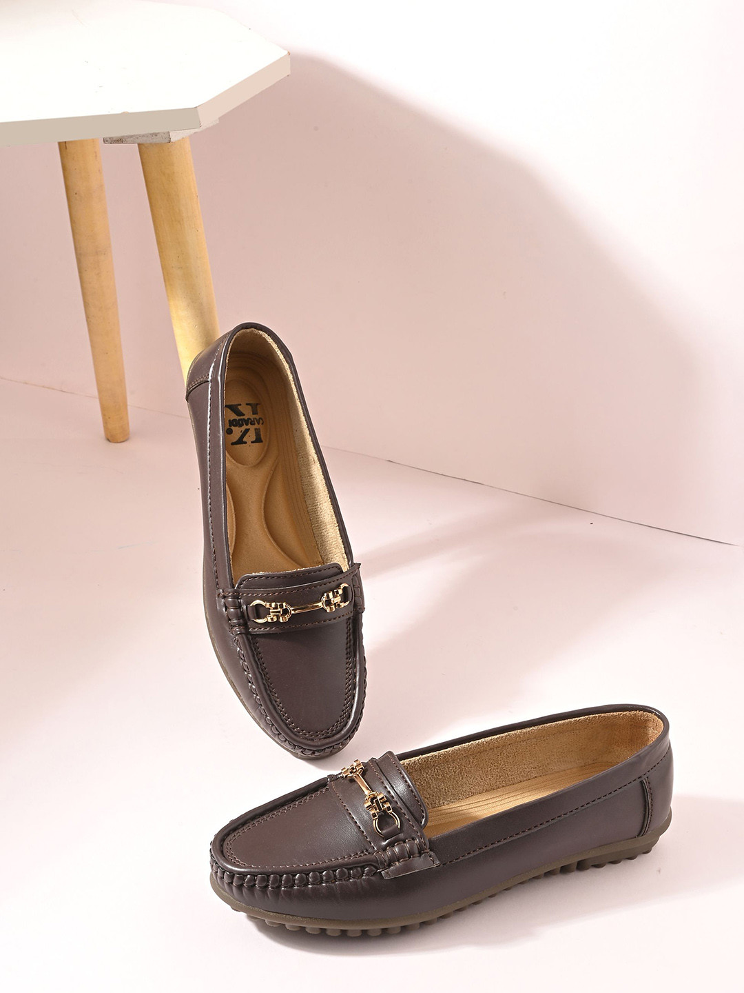 KARADDI Women Textured Horsebit Loafers