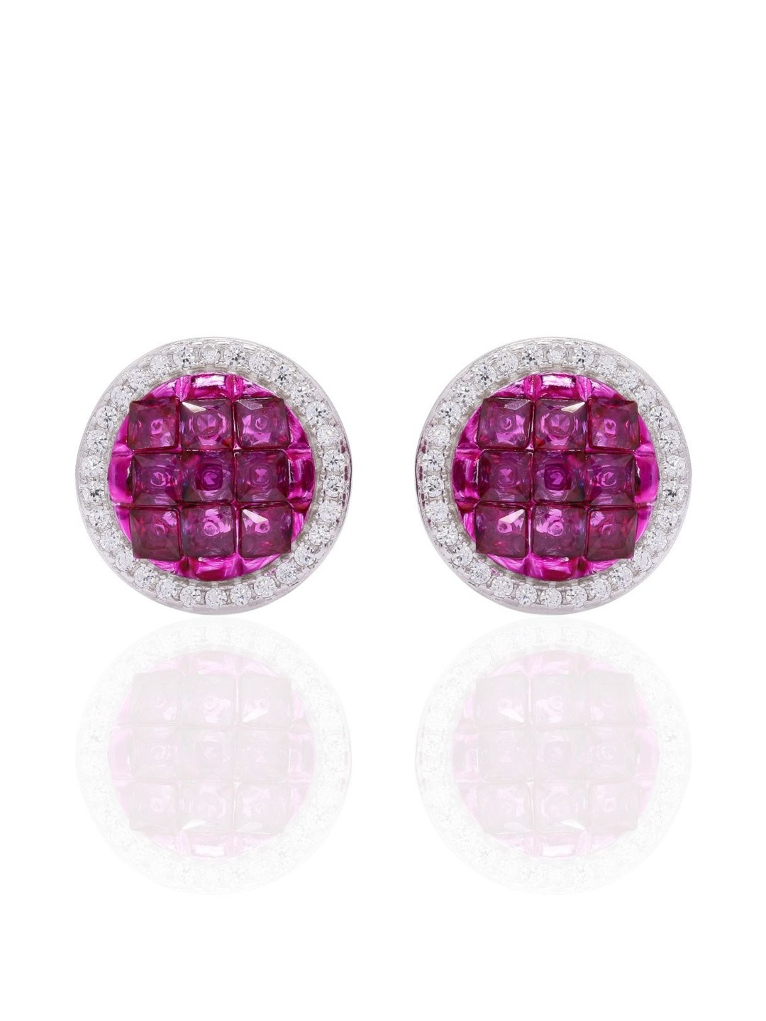 Twenty One Jewels Circular Ruby Nelita Studs Earrings