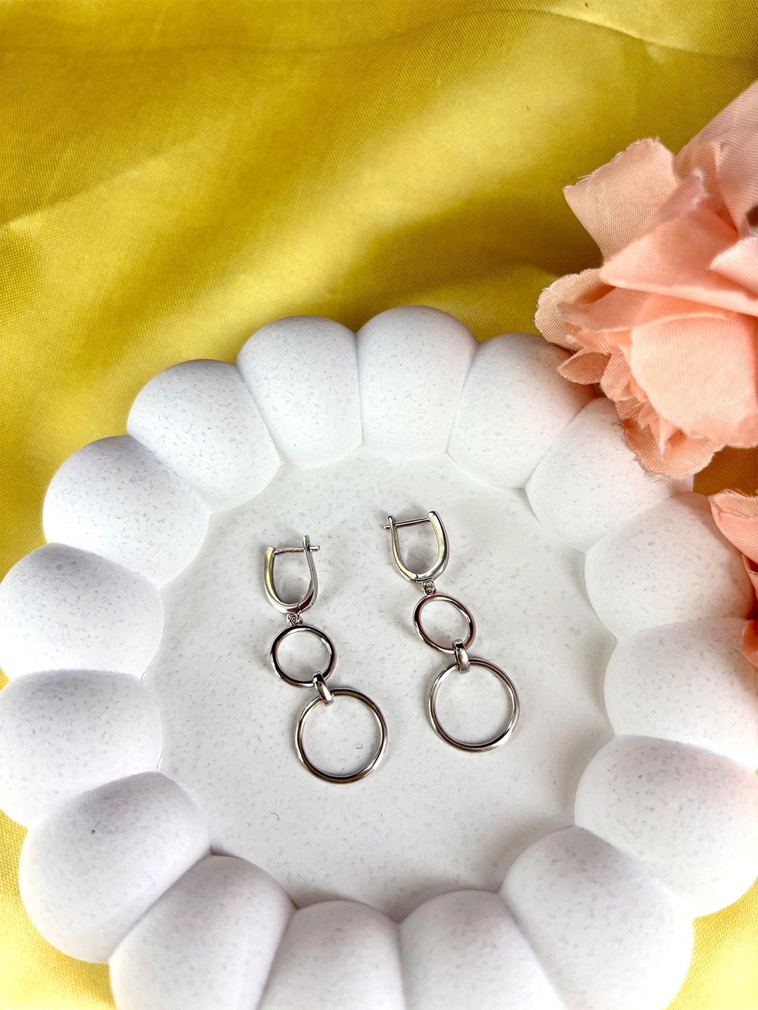Dab 925 Sterling Silver Circular Drop Earrings