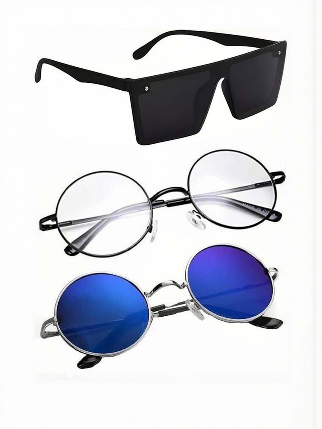 Arzonai Unisex Clear Lens & Black Sunglasses with