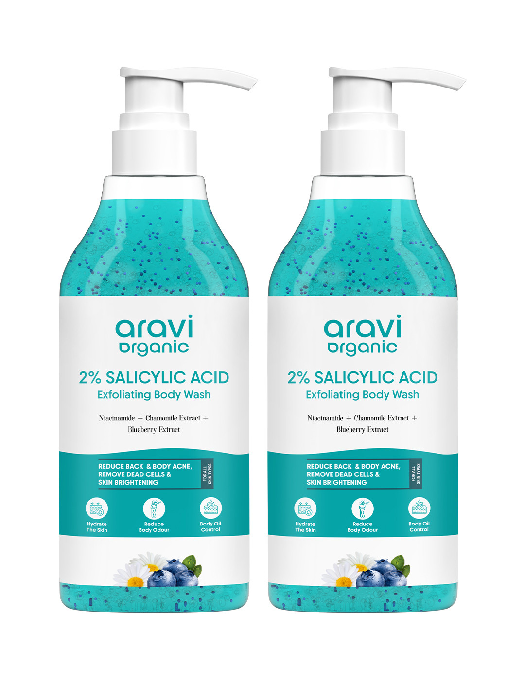 Aravi Organic Pack Of 2 2% Salicylic Acid Exfoliating Body Wash & Fight Bodyacne