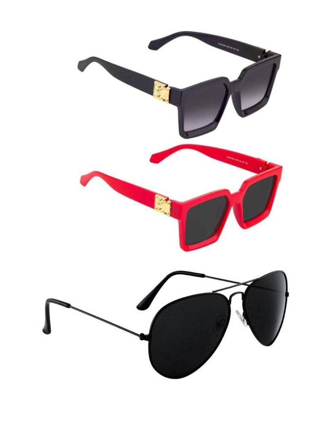 Arzonai Unisex Set Of 3 Wayfarer & Aviator Sunglasses with UV Protected Lens COMBO-007154