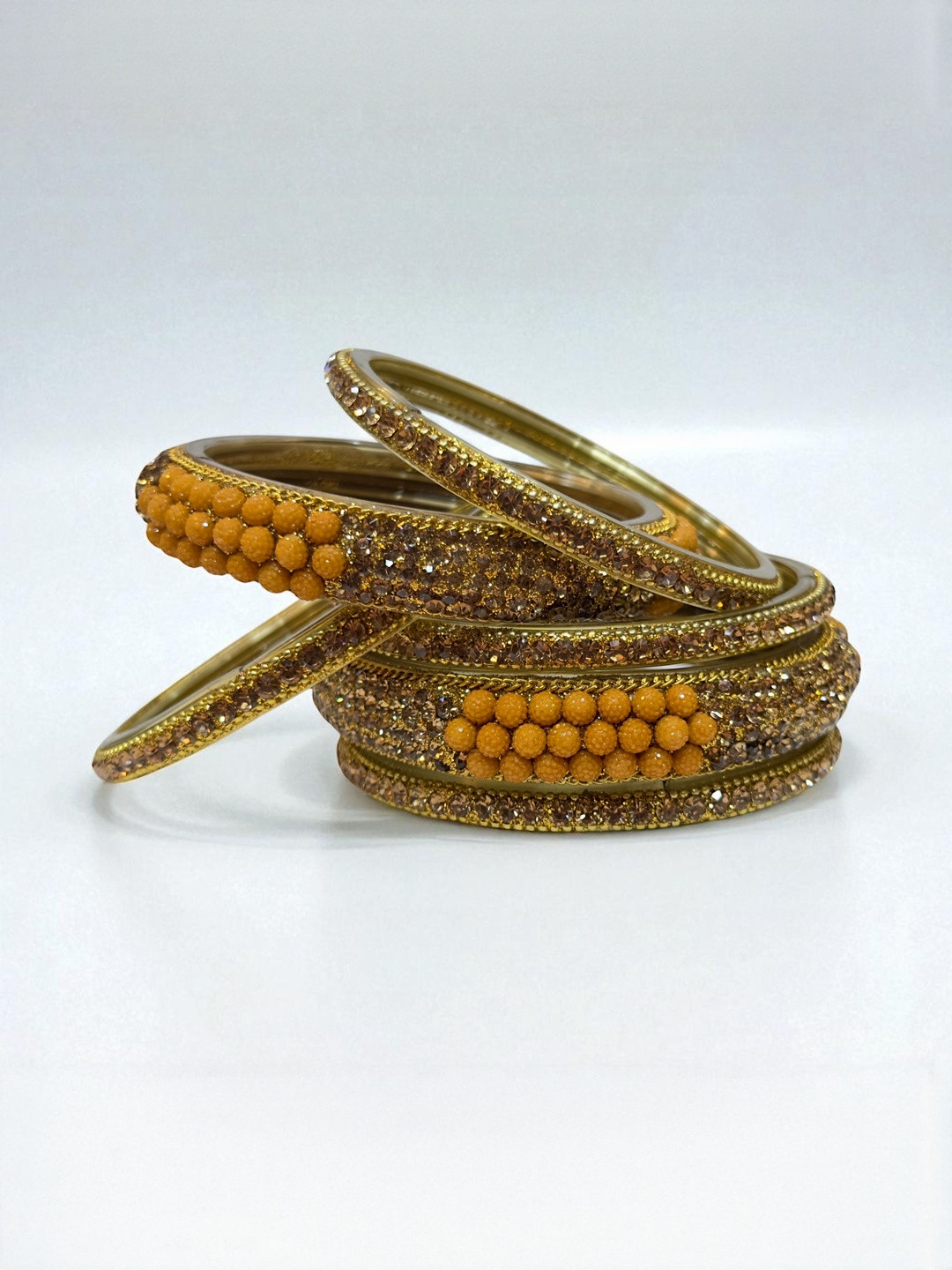PRIYA KANGAN Women Glossy Glitter Design Stones Studded Glass Bangles