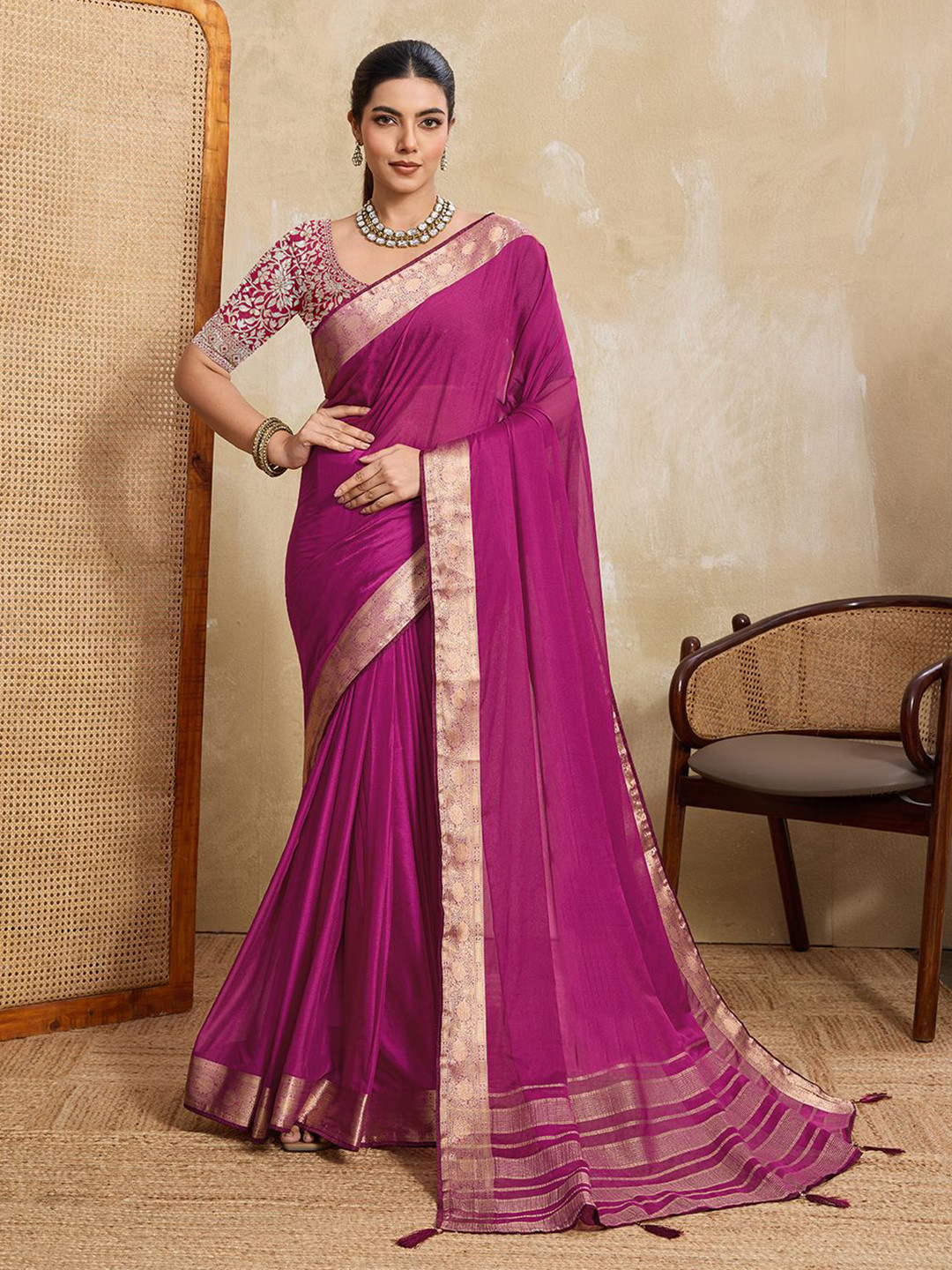 SOHINI NX Woven Design Zari Pure Chiffon Saree