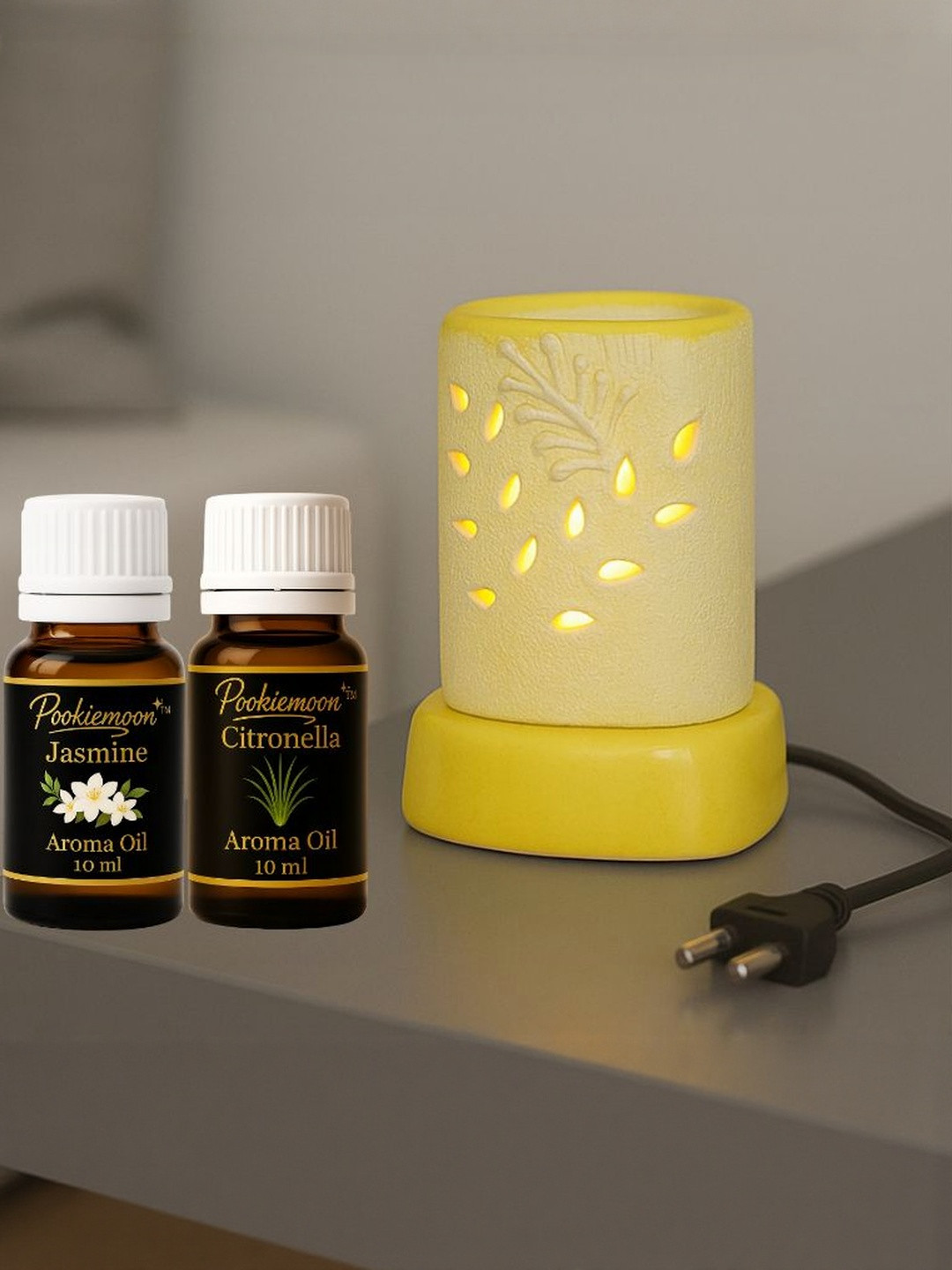 Pookiemoon Yellow Ceramic Electric Aroma Diffuser with  Jasmine & Lavender 1