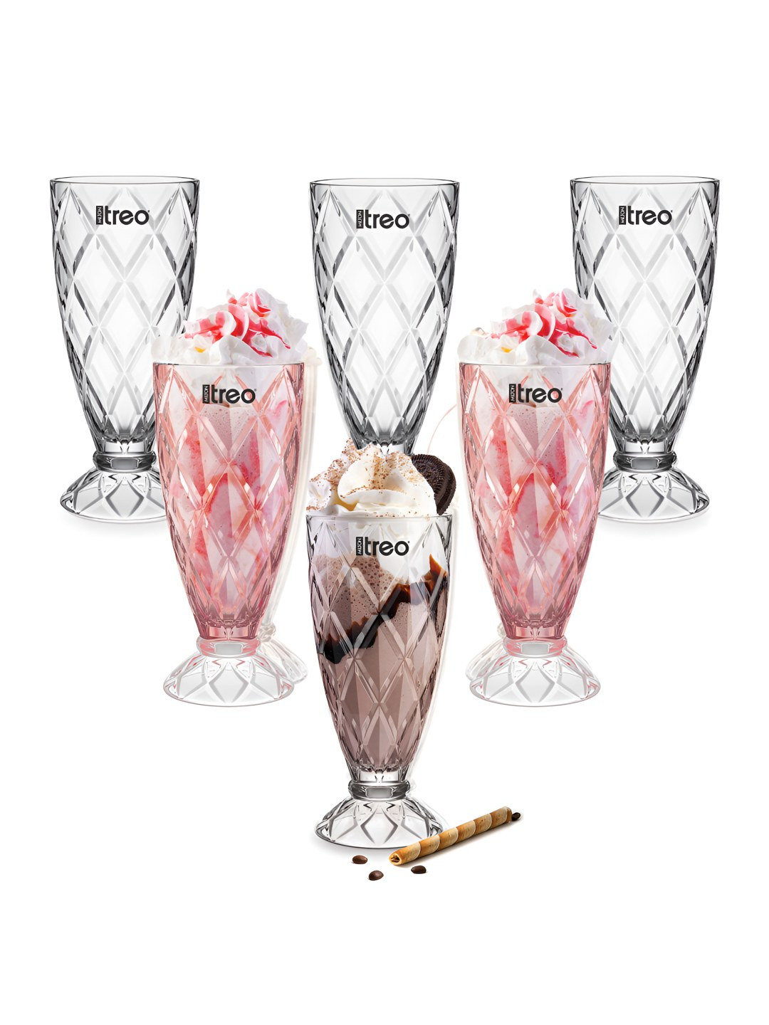 Treo Transparent 6 Pieces Borosilicate Glass Easy to Clean Serving Bowls