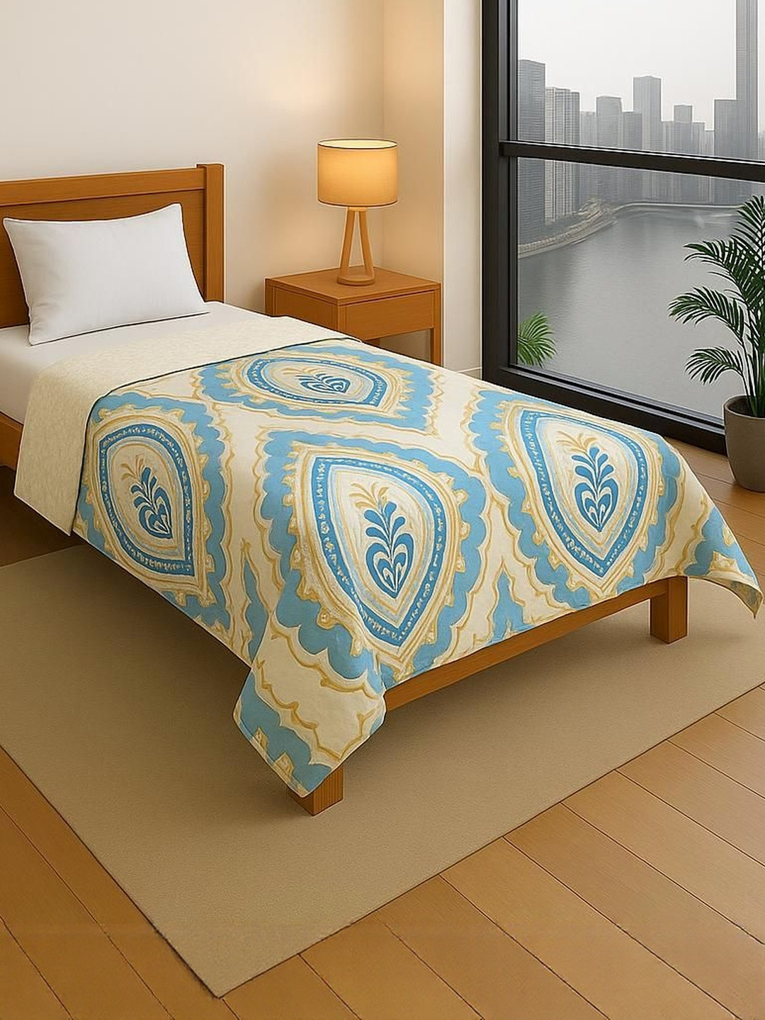 Signature Blue 300 GSM  Microfiber AC Room Single Bed Dohar