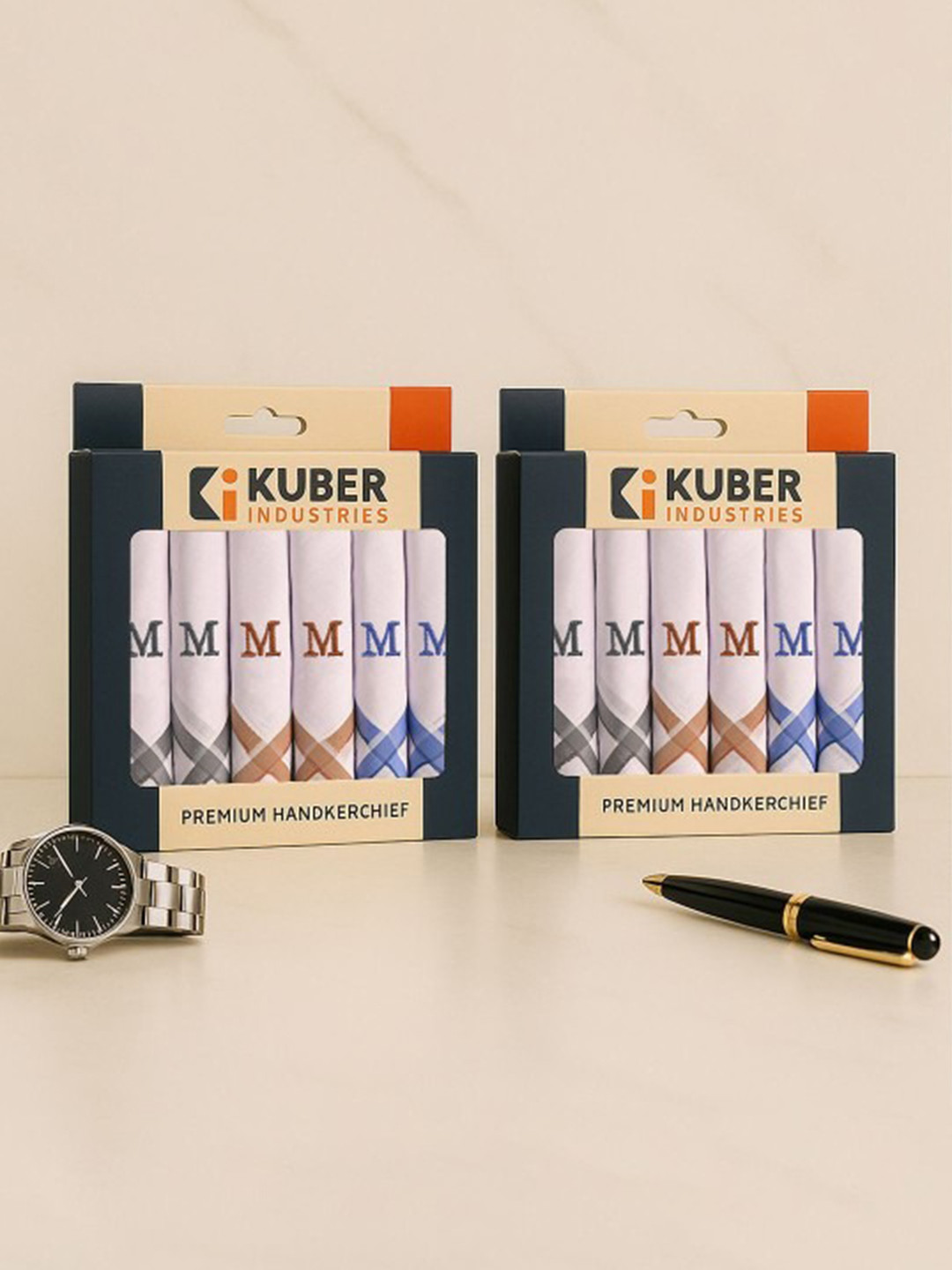 Kuber Industries Pack Of 12 M Letter Printed Cotton Handkerchief