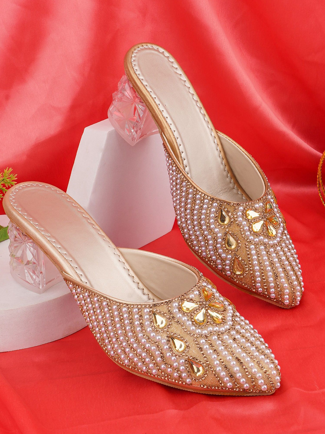 BAESD Women Embellished Party Block Mules