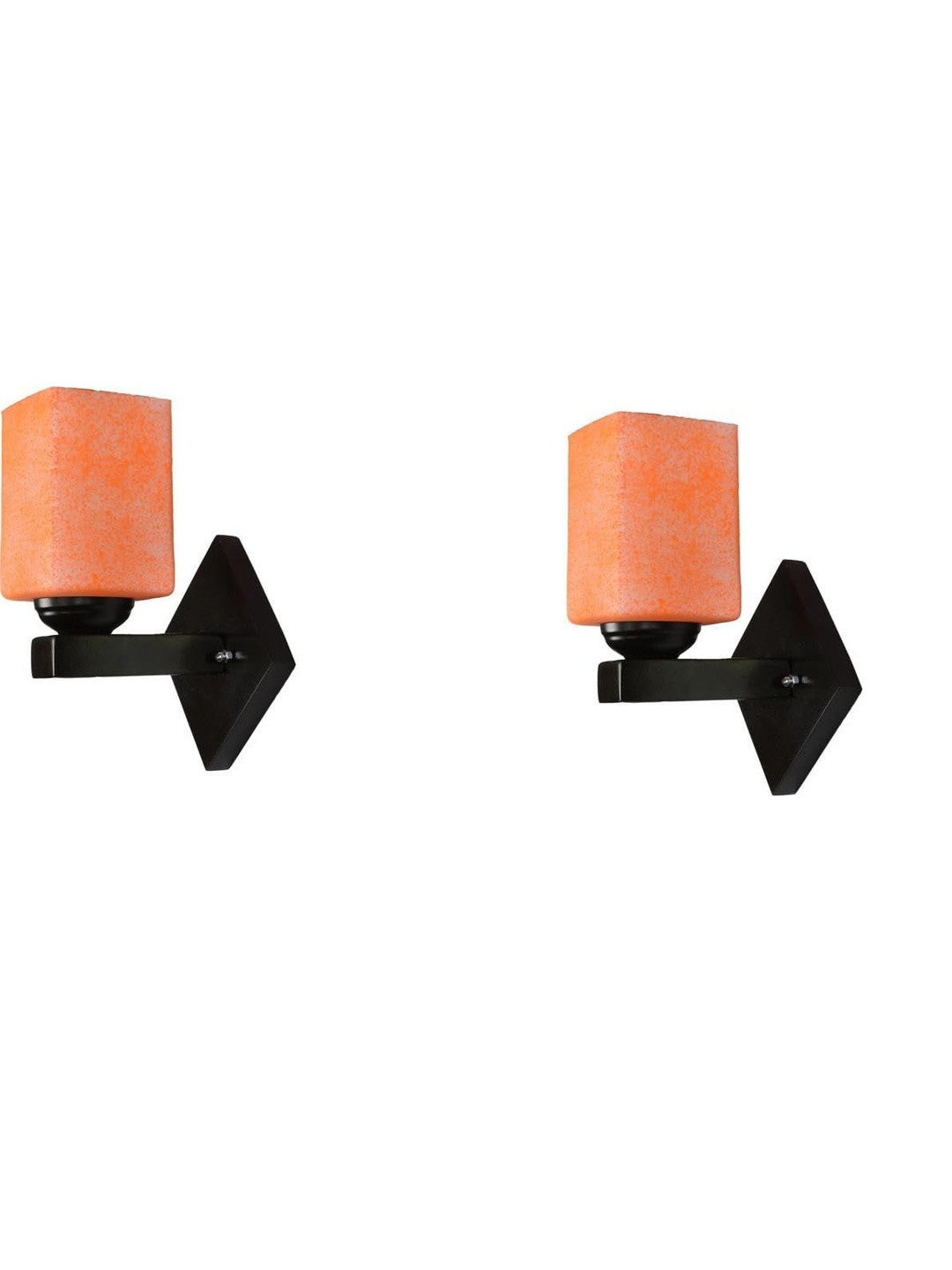 1ST TIME Stylish 2 Pieces Orange Solid Glass Traditional Cylinder Shaped Wall Lamps