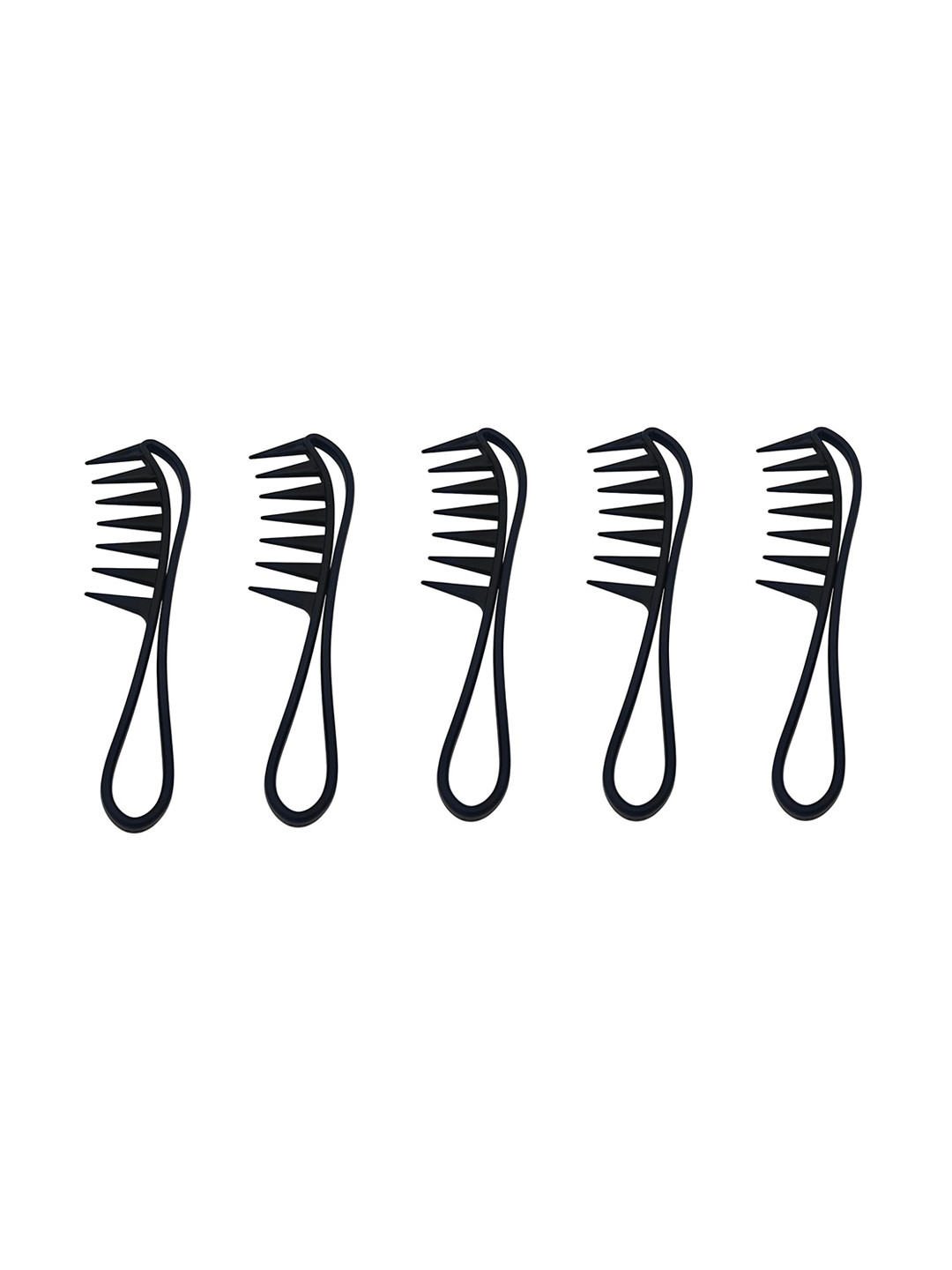 Stylewell Set Of 5 Wide Spacing Teeth Hairdressing Barber Comb - Black