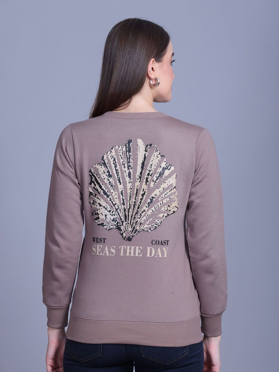 SPORTIZM Women Tree Printed Round Neck Sweatshirt
