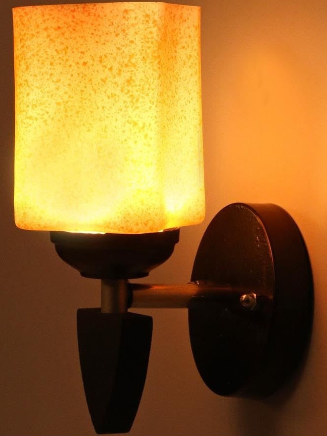 1ST TIME Orange Printed Glass Square Shaped Wall Lamp