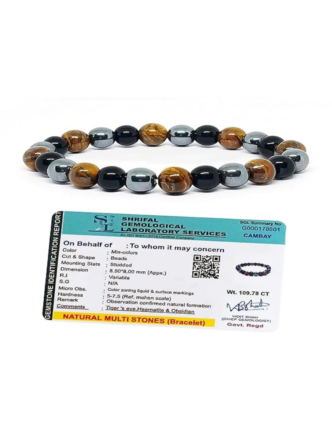 SIAMI Unisex Citrine Beaded Elasticated Bracelet