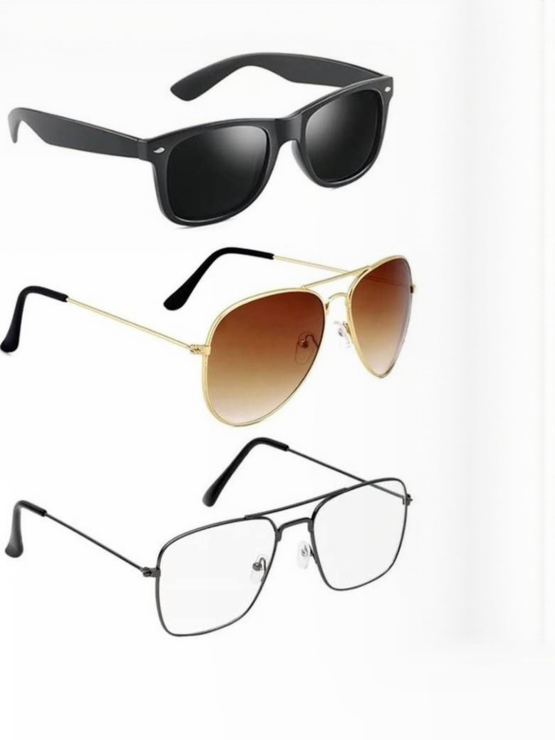 Arzonai Unisex Pack Of 3 Aviator ,Wayfarer Sunglasses with UV Protected Lens COMBO-007110