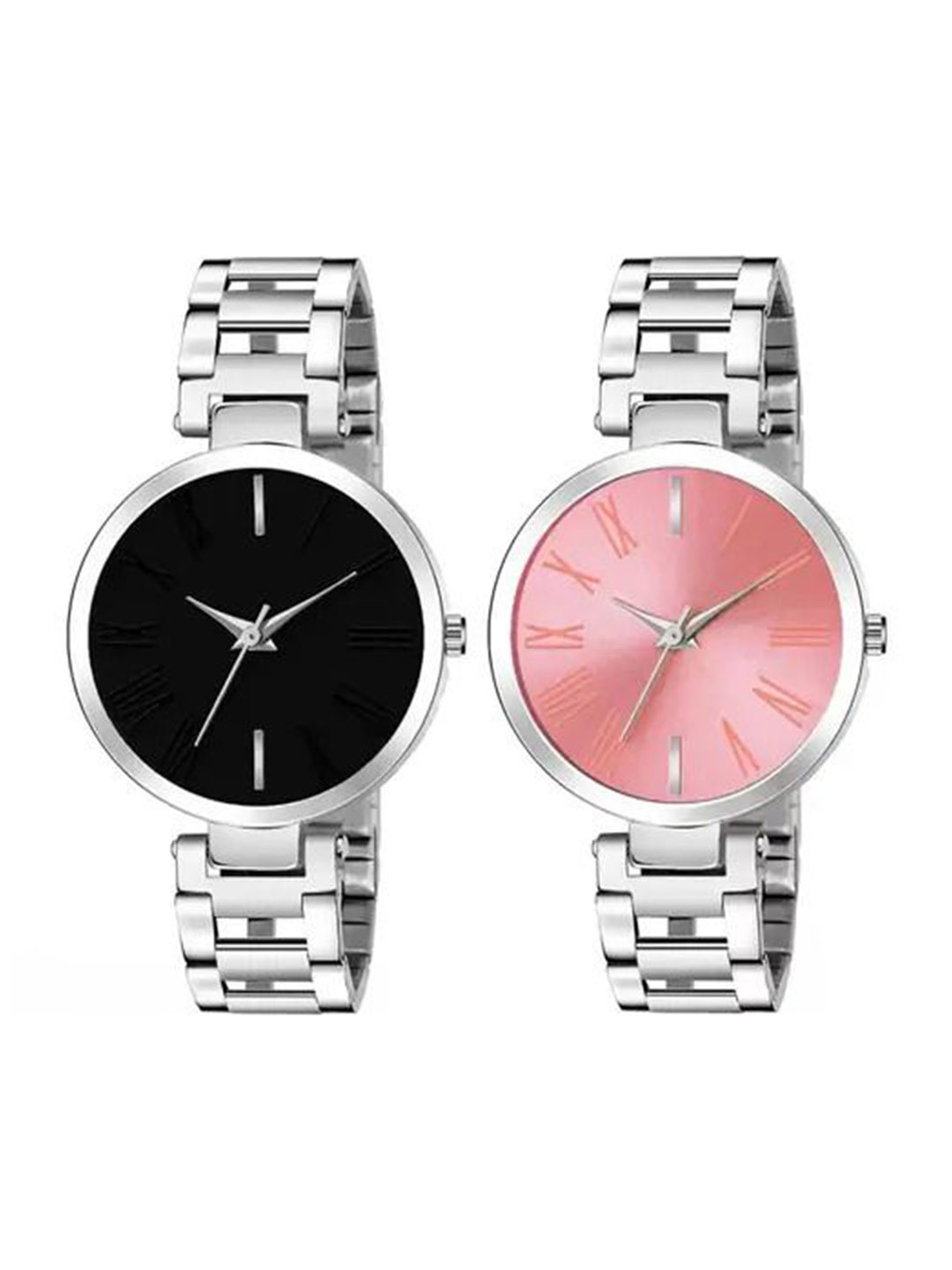 FROZIL Women Dial & Bracelet Style Straps Analogue Watch Mereble-Black-Pink