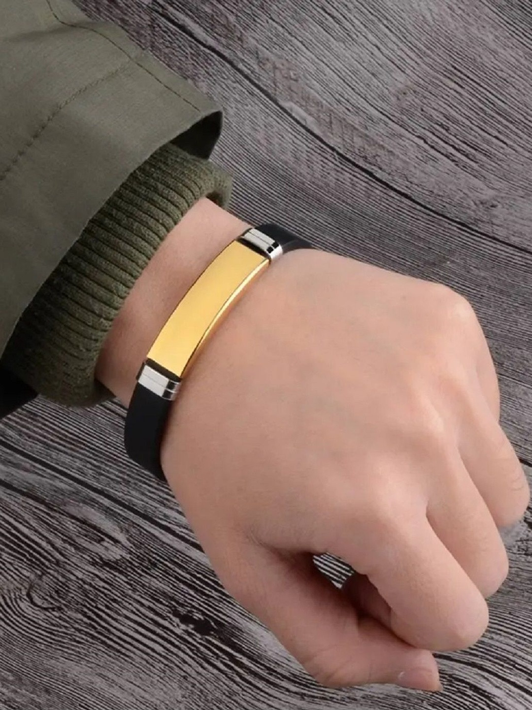 Elite creation Unisex Gold-Plated Stainless Steel Solid Kada Bracelet