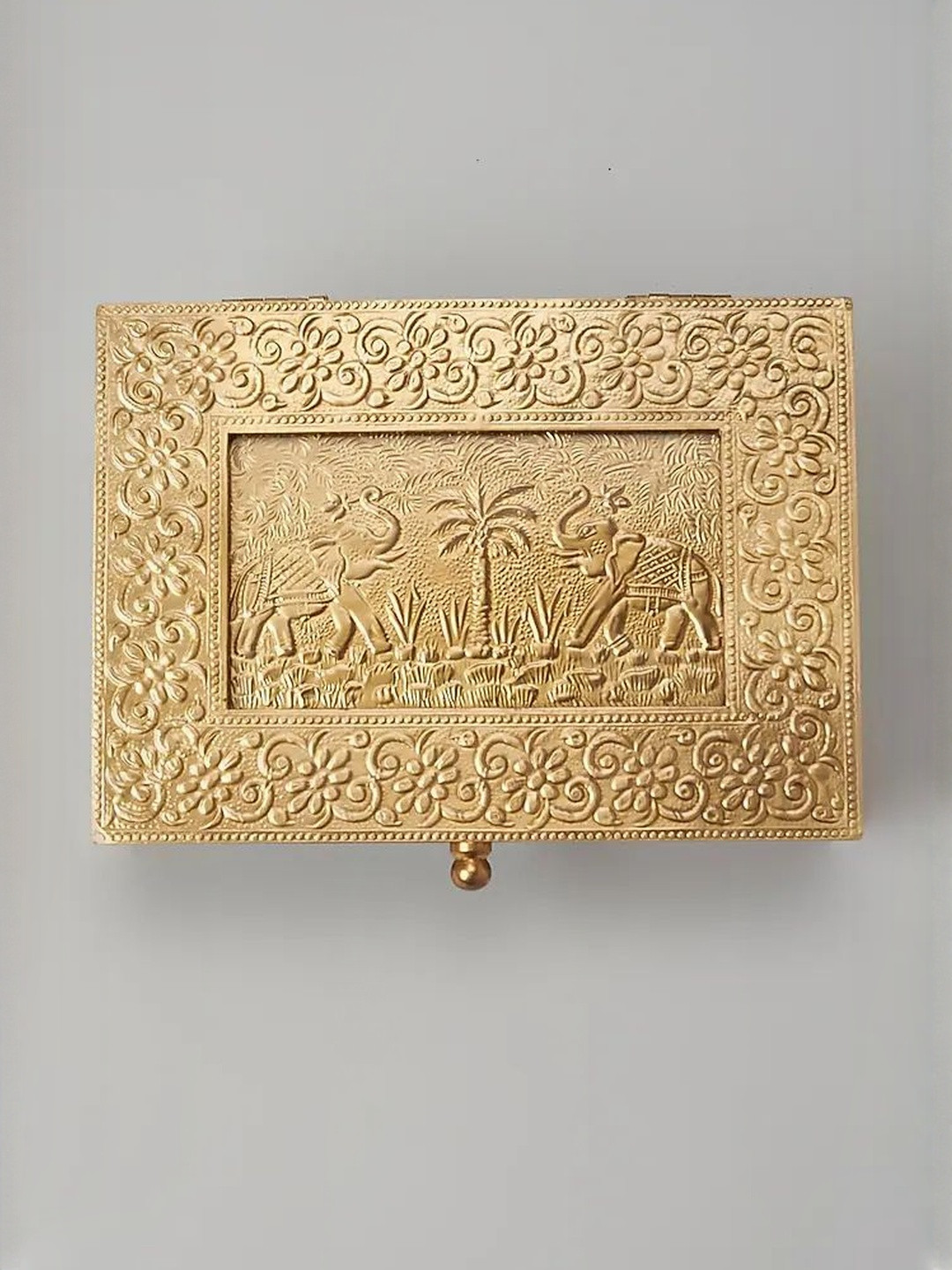 HOME DECOR BY ADITI Gold-Toned Brass Jewelry Storage Box Showpiece