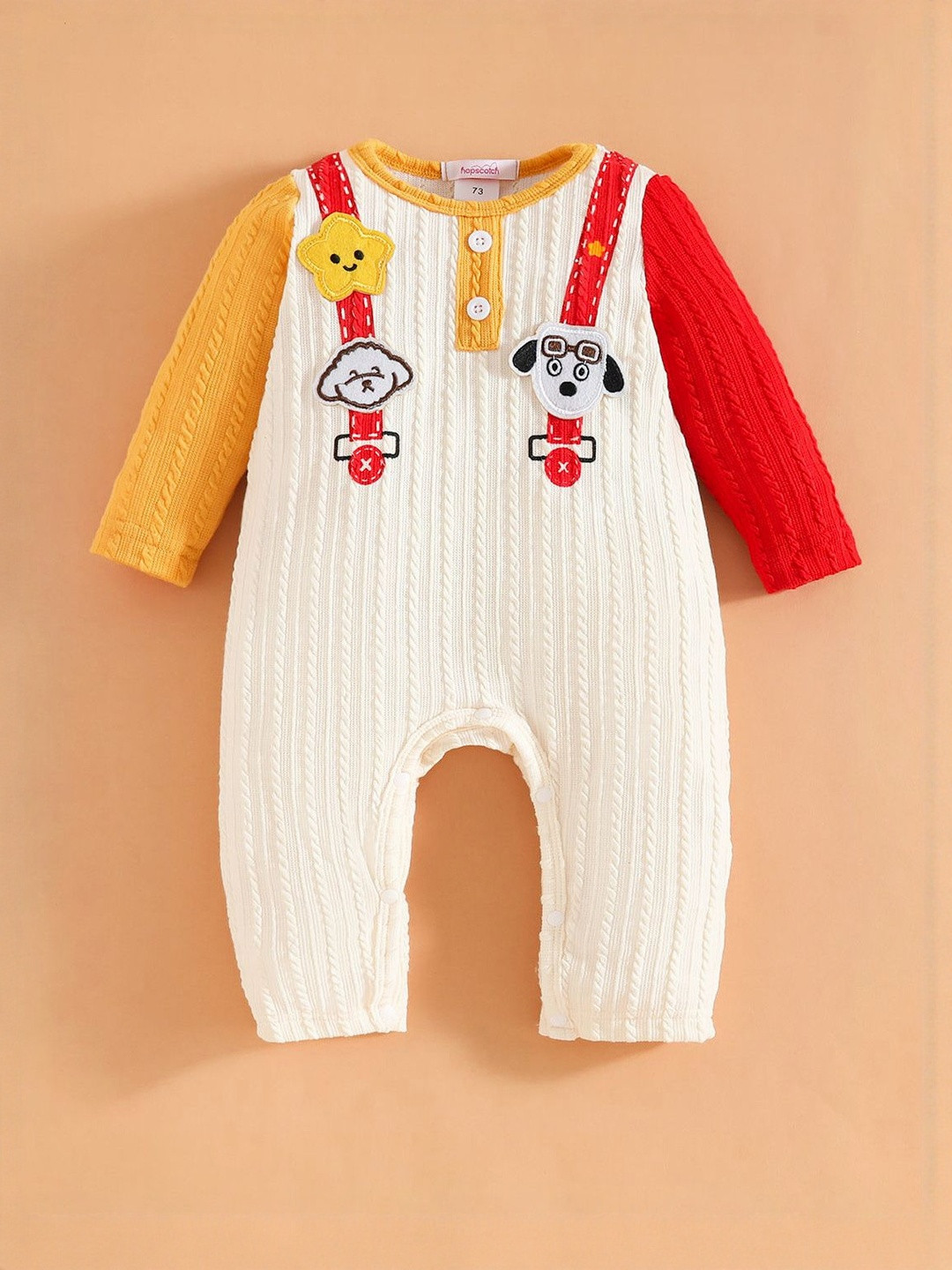 Hopscotch Girls Colorblock 3D Applique Bodysuit