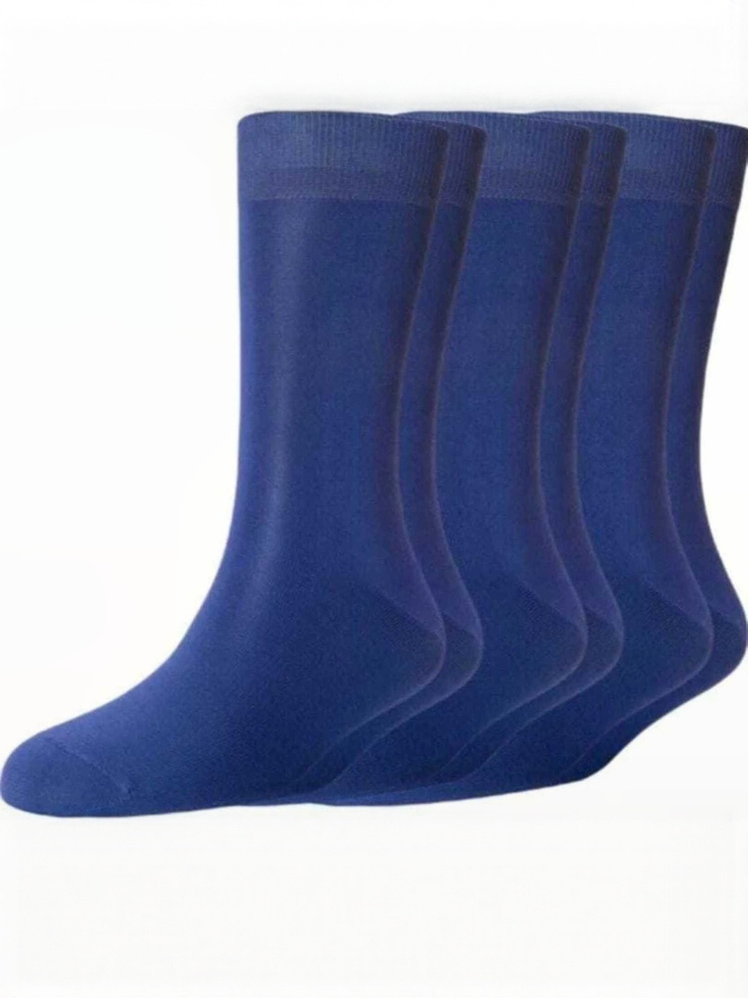 Akeeta Unisex Pack of 3 Blue Plain Cotton Socks
