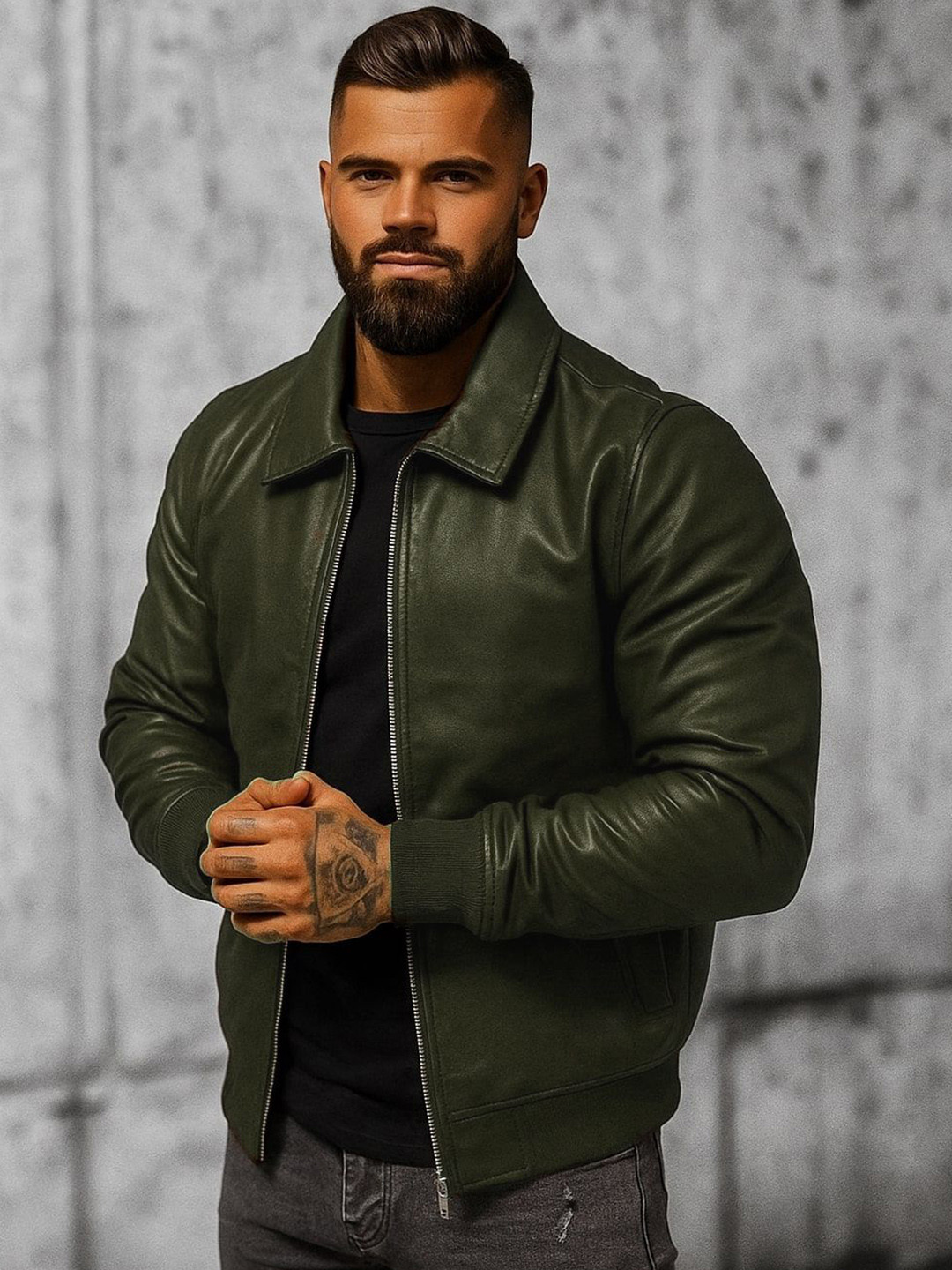 Blaq Ash Men Spread Collar Solid Bomber Jacket