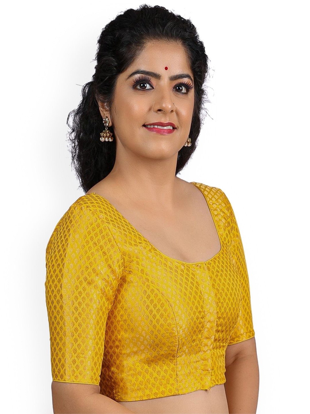 ATHREYA BLOUSES Woven Design Brocade U-Neck Saree Blouse