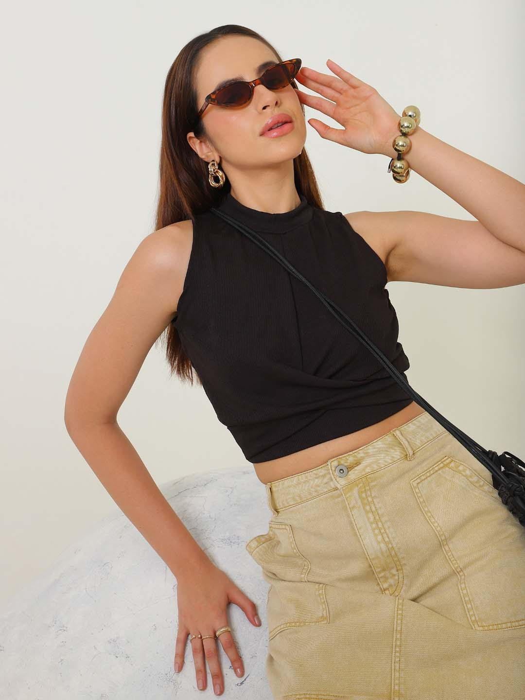 SANAITA CREATIONS Women Twisted Tank Crop Top