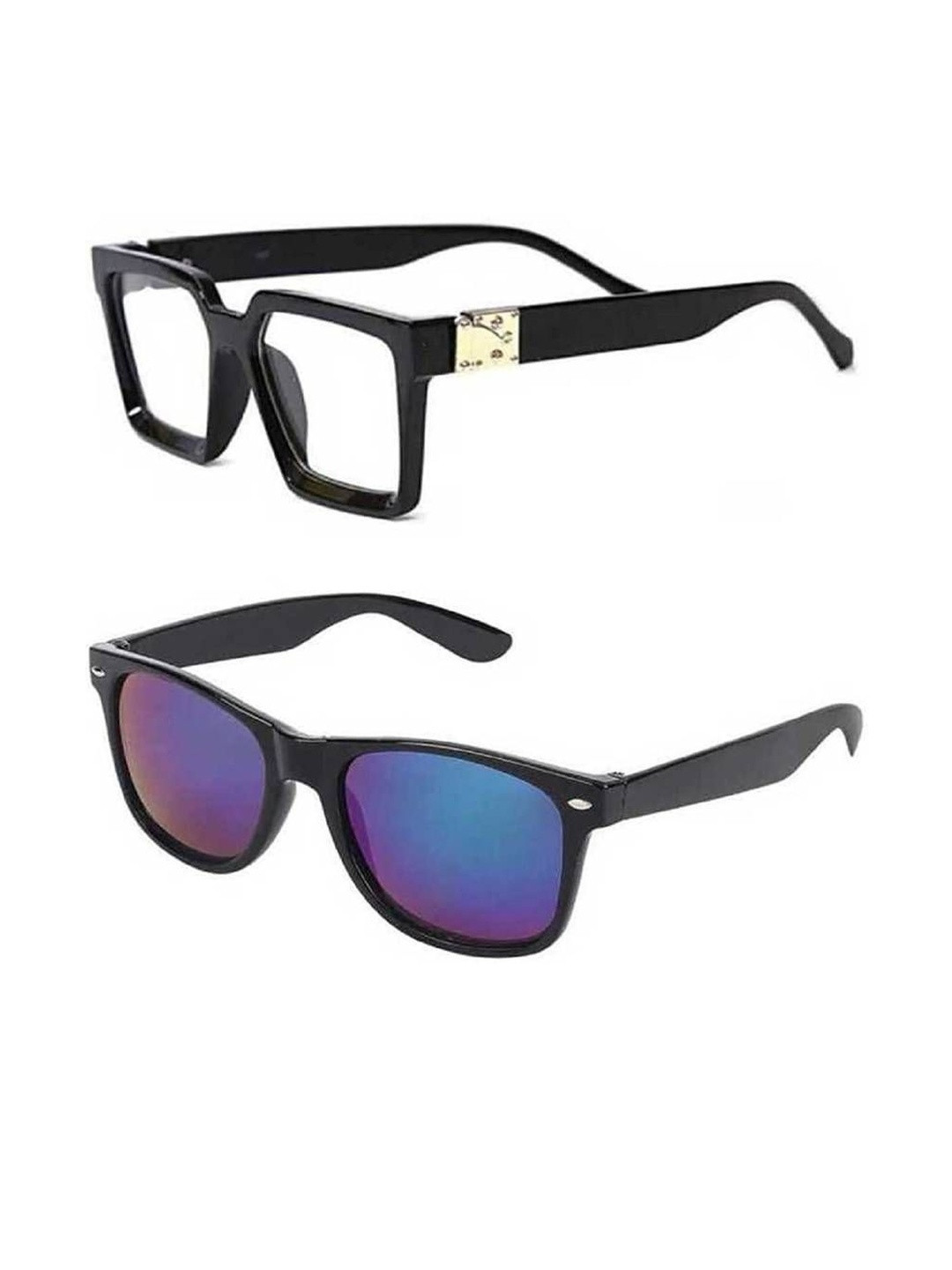 Arzonai Unisex Set of 2 Square & Wayfarer Sunglasses with UV Protected Lens