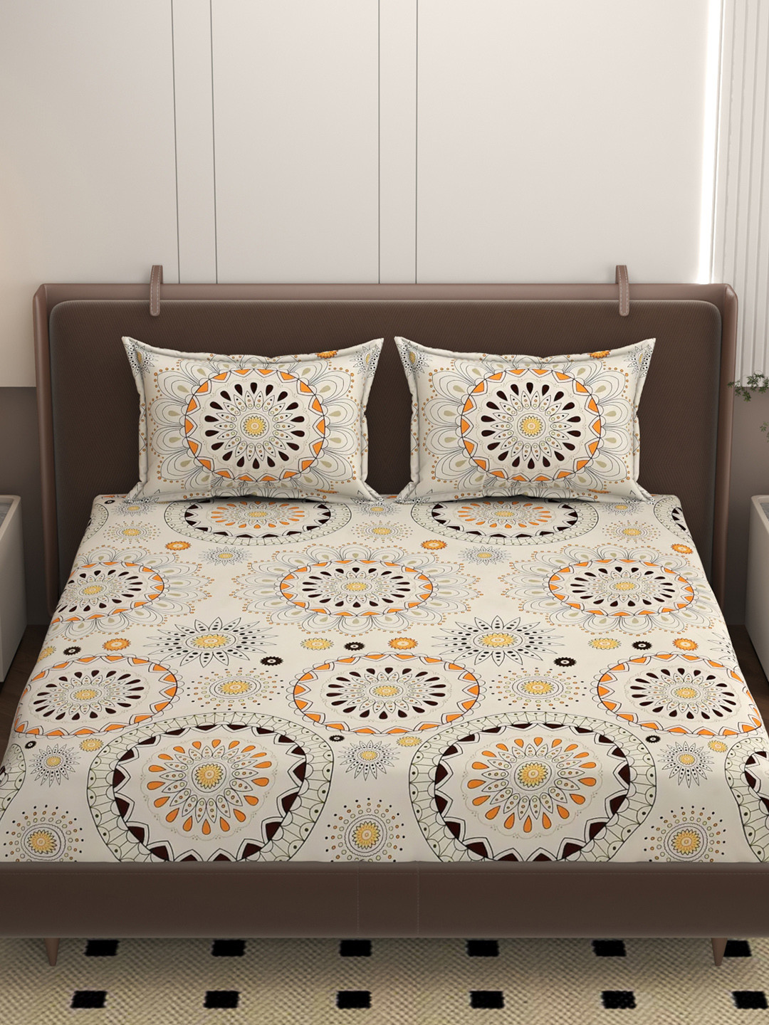 Homio  Centra Beige 250 TC Queen Bedsheet Set 1.9 m x 1.8 m