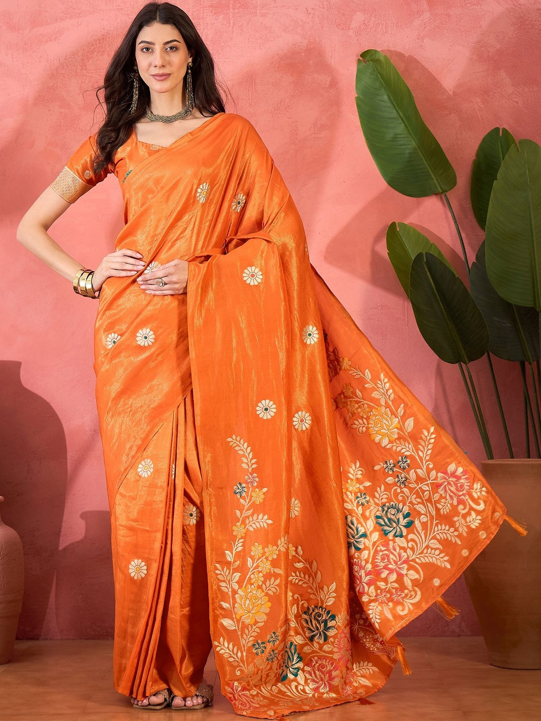 Suha Floral Embroidered Art Silk Jacquard Work Saree