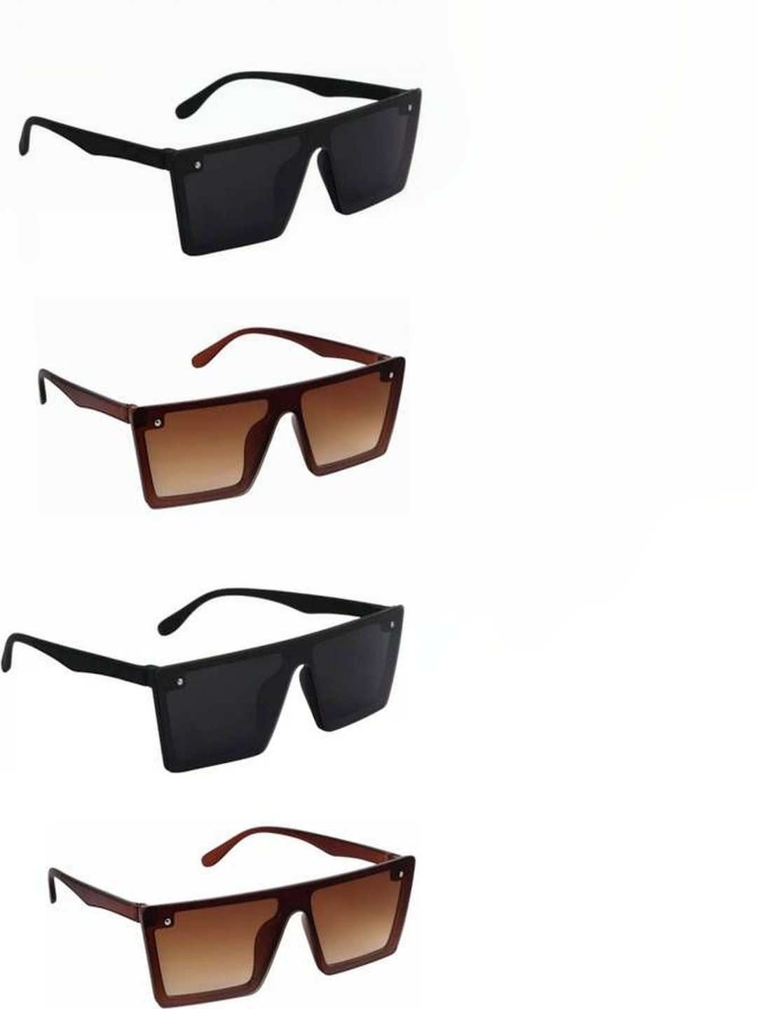 Arzonai Unisex Set of 4 Square Sunglasses with UV Protected Lens