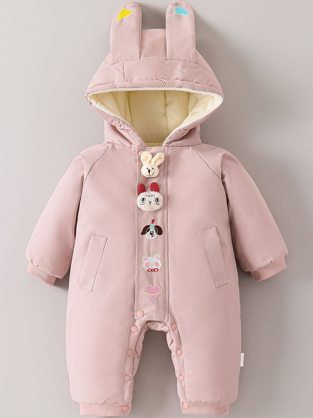Hopscotch Girls Bunny Ear Applique Hooded BodySuit