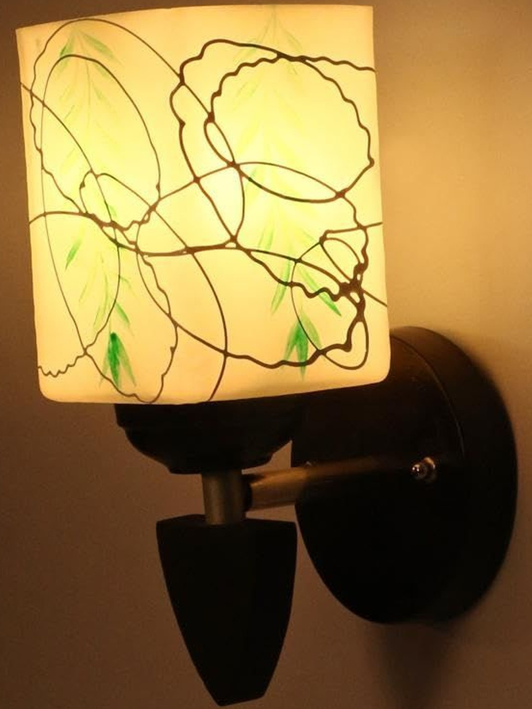 1ST TIME Green & White Glass Textured Rectangle Shaped Decorative Wall Lamp
