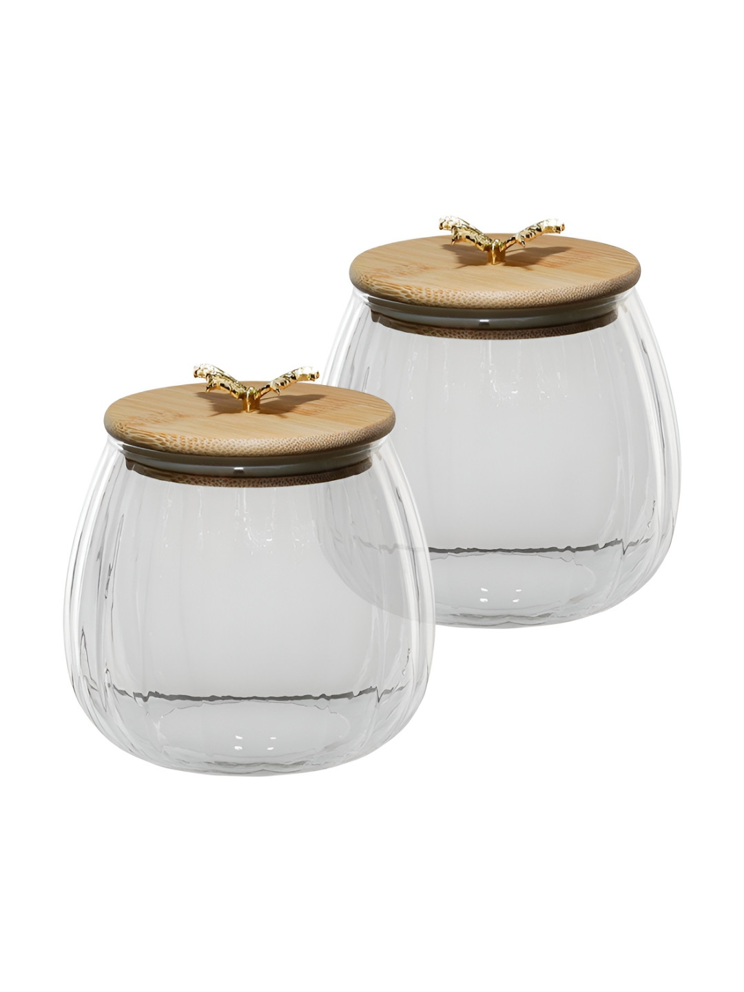 Aura Transparent & Brown 2 Pieces Glass Dishwasher and Microwave Safe Containers