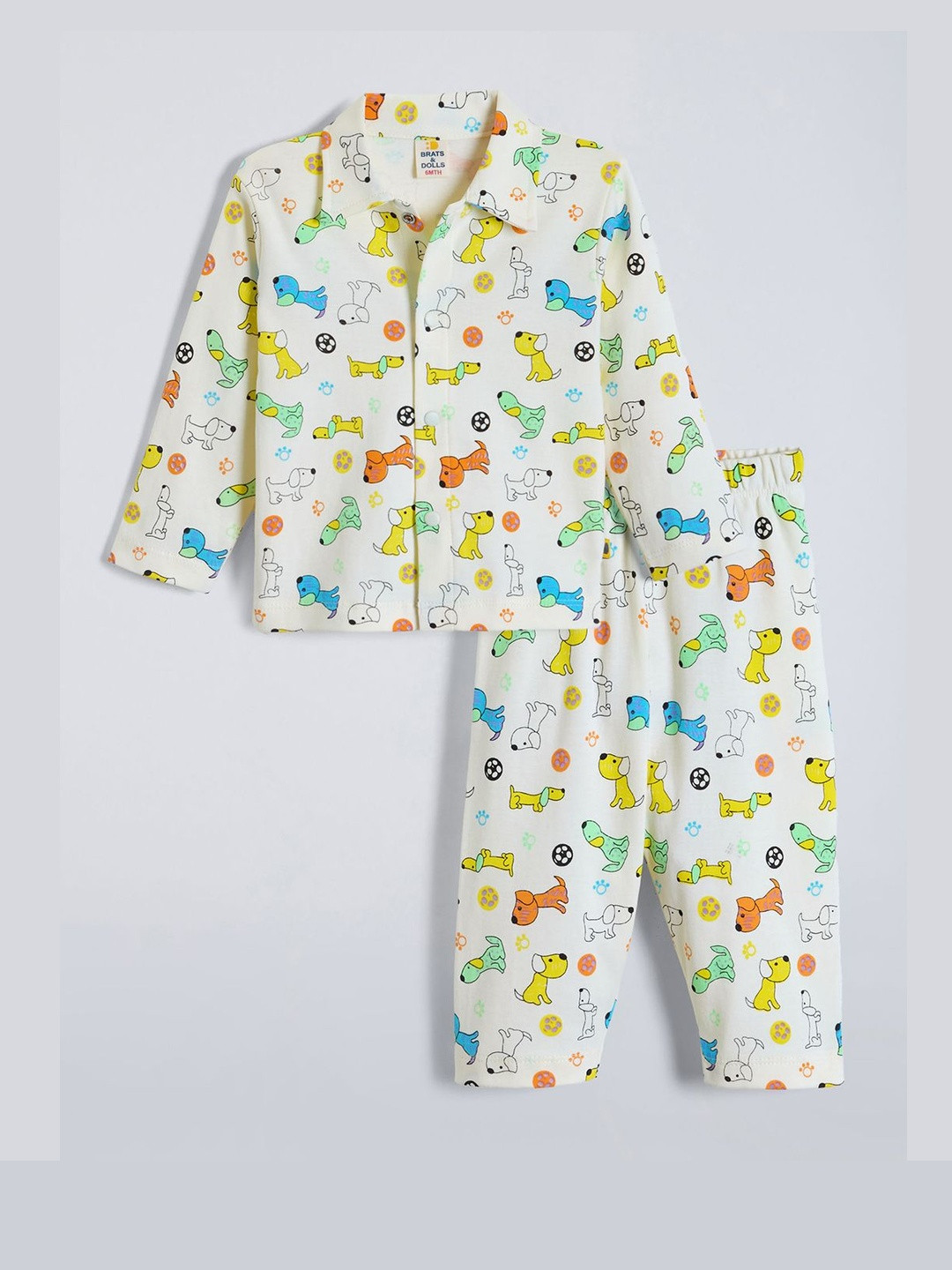 Hopscotch Boys Puppy Printed Play Shirt & Pyjama Night suit