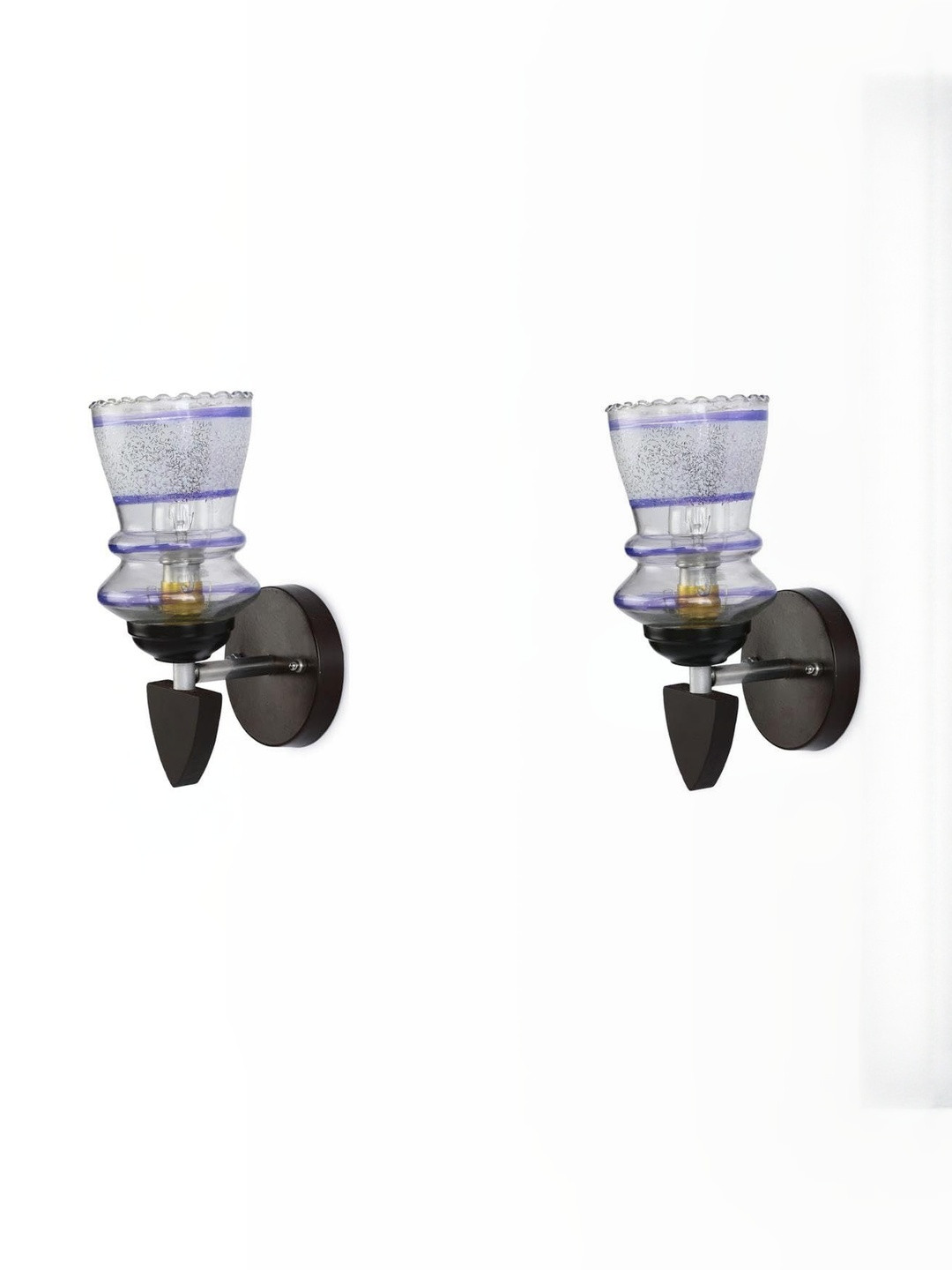 1ST TIME Blue & White 2 Pieces Traditional Cylinder Wall Lamps